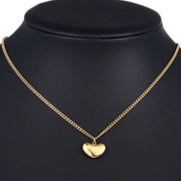 Gold Tone Heart Pendant Necklace Chain Minimalist Jewelry NEW - Picture 1 of 1